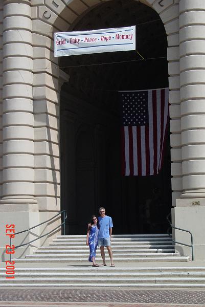 Kayte and Dad in front of city hall 2.JPG